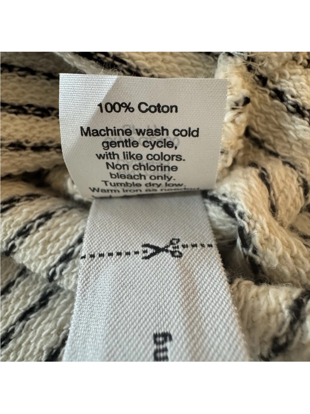 Madewell Striped Lace Up Pullover Top Women Large Cream Black Cotton Coastal - Picture 8 of 9
